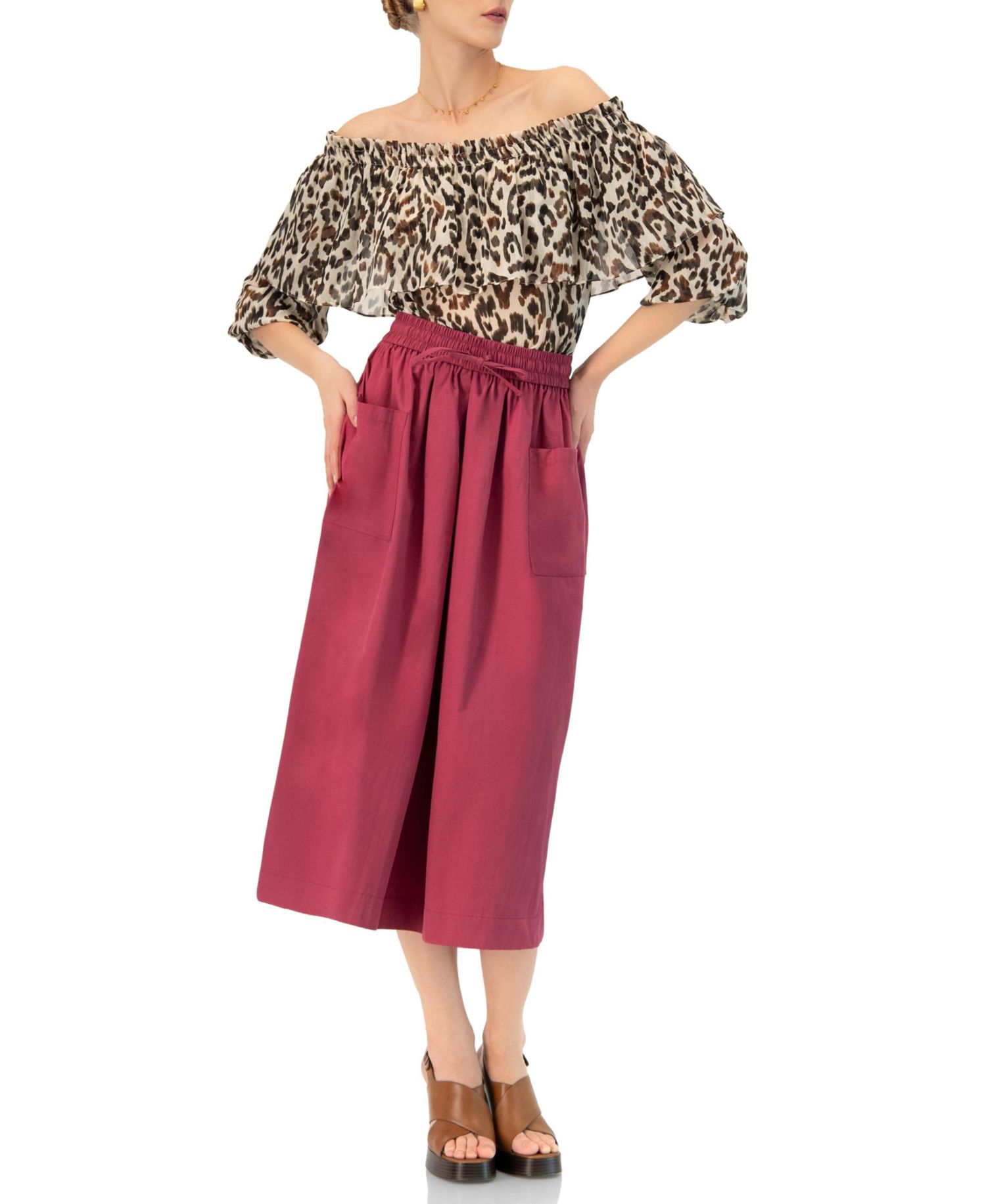 Women's Bardot Animal Print Blouse