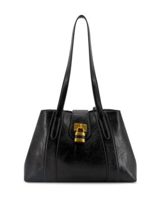 Fiora Signature Lock Medium Satchel Handbag