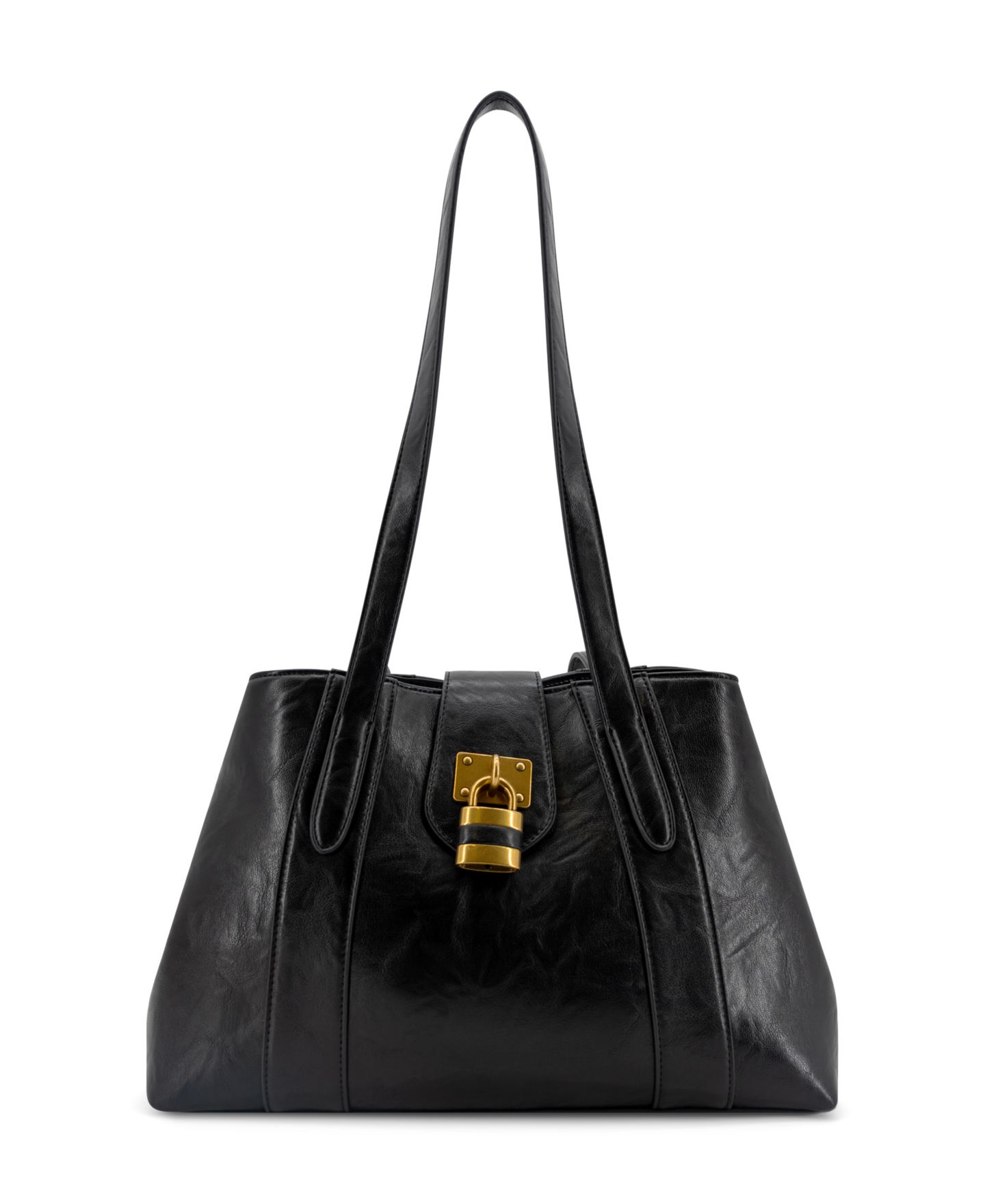 Женская сумка LIKE DREAMS Fiora Signature Lock Medium Satchel Handbag, цвет: Чёрный — фото 1