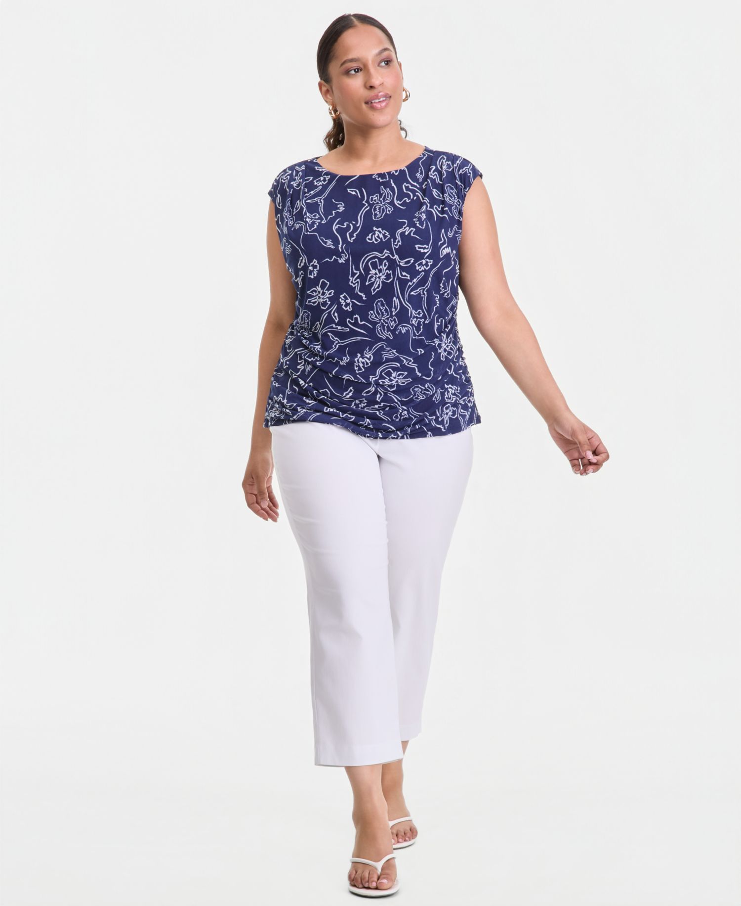 I.N.C. International Concepts Women's Sleeveless Printed Mesh Top