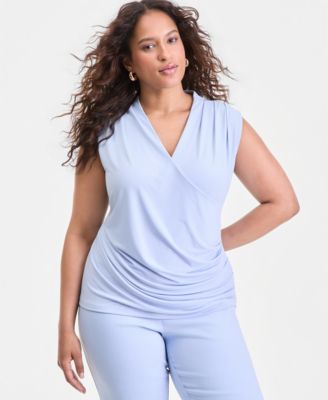 Plus Size Sleeveless Draped Top