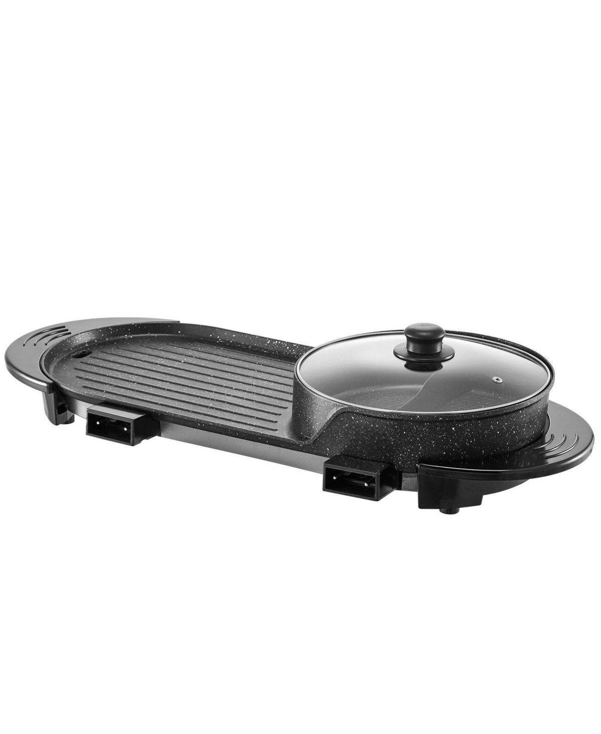 Ecooso 2200W 2-in-1 Electric Hot Pot with Grill, Dual Temperature Control, Nonstick Pan, Serves 1-6