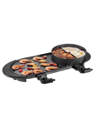 2200W 2-in-1 Electric Hot Pot with Grill, Dual Temperature Control, Nonstick Pan, Serves 1-6