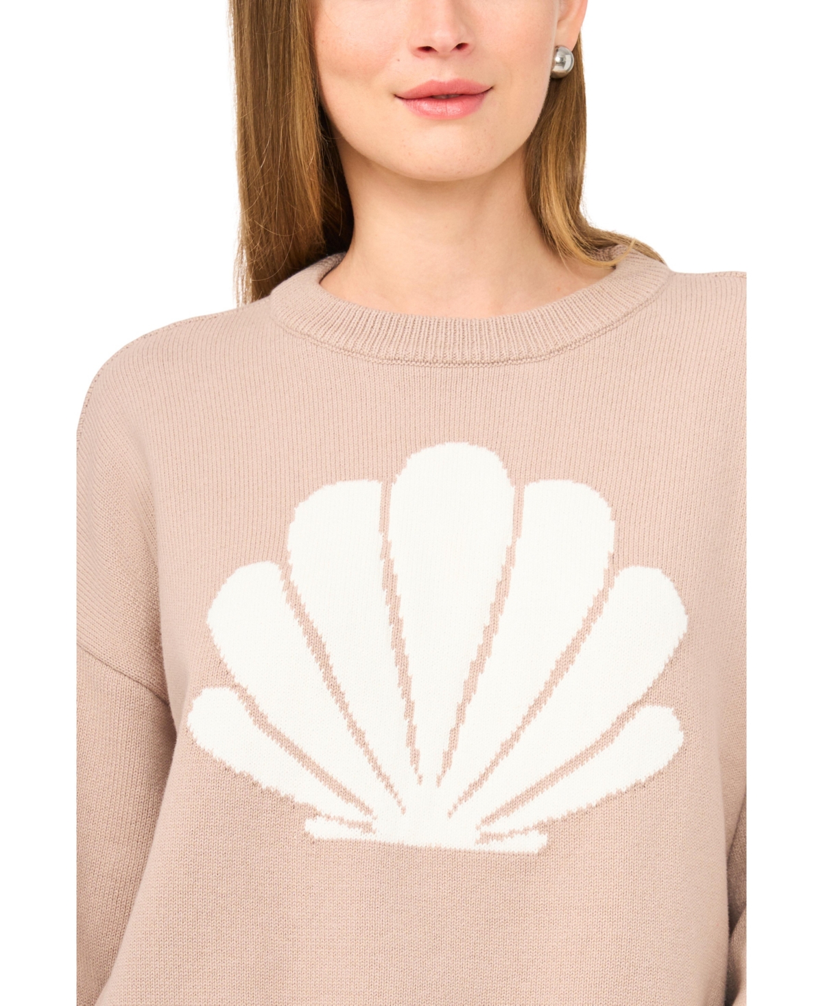 Vince Camuto Women's Shell Motif Crewneck Sweater