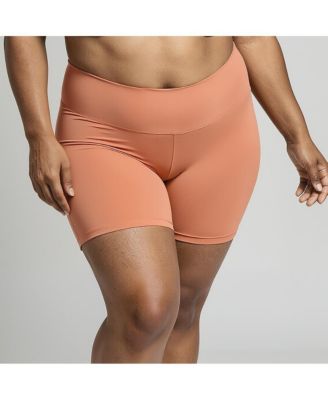 Plus Size Chlorine Resistant High Waisted Mid-Thigh Swim Shorts