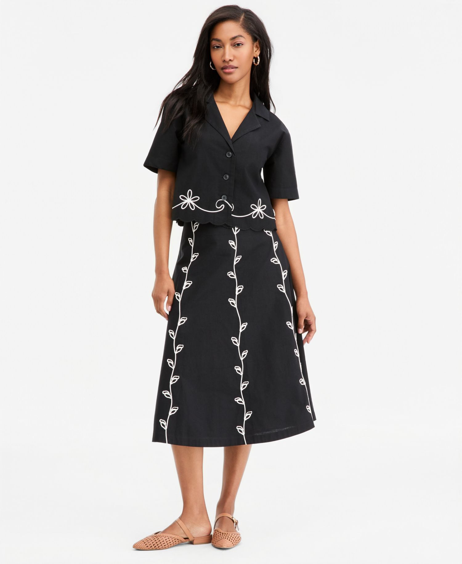Women's Soutache Short-Sleeve Camp Shirt
