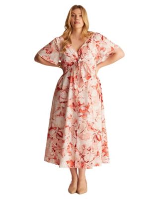 Plus Size Nadja Wrap Tie-front Fit Flare Empire Midi Dress