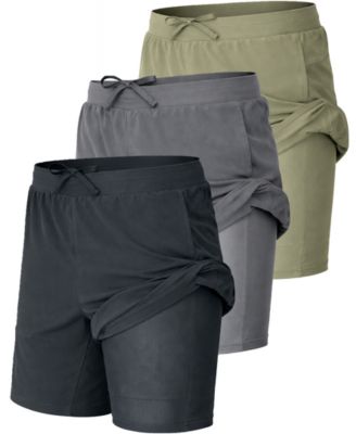 Men's Elastic Waist Stretch Running Shorts, 3-Pack