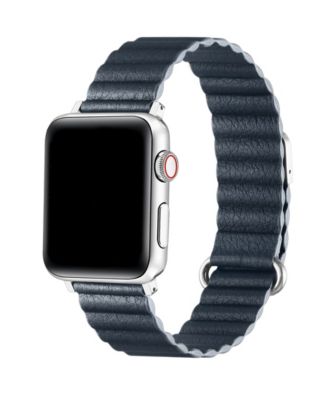 Posh Tech Dakota Faux Leather Band for Apple Watch - Navy