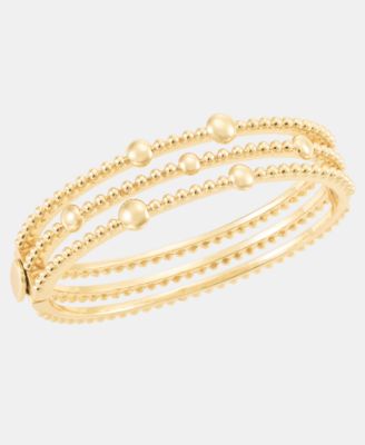 Gold-Tone Metal Beaded Open Hinge Bracelet