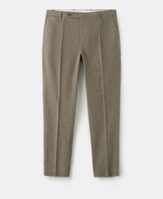 Men's Regular-Fit Houndstooth Linen-Blend Pants