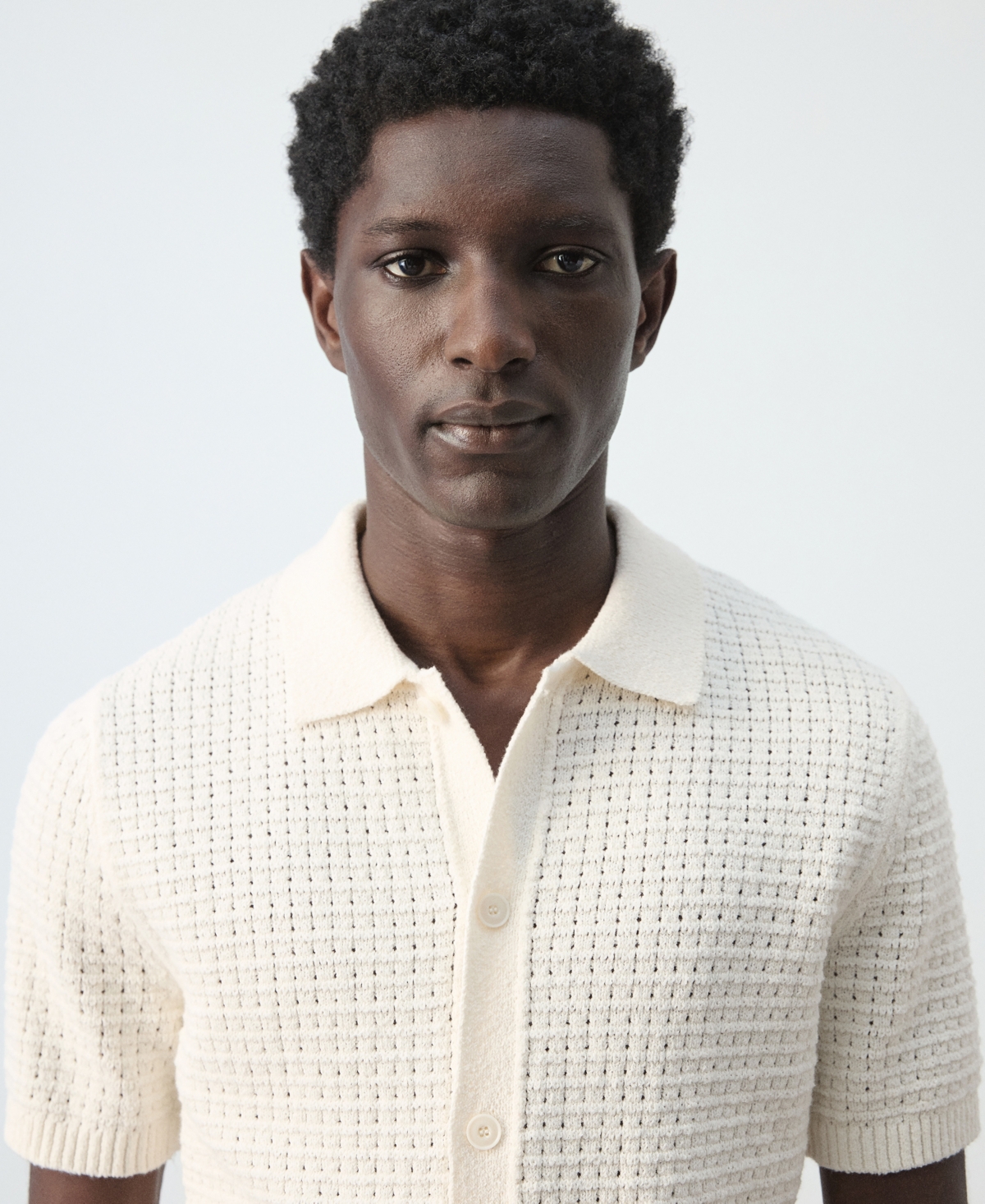 Mango Men's Openwork Knitted Shirt