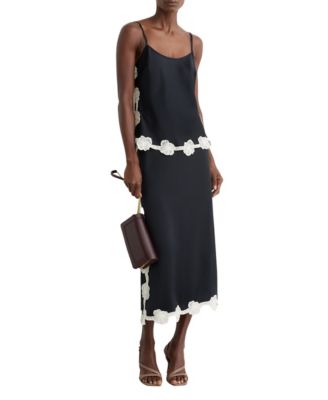 Women's Satin Floral-Lace Trim Cami Top