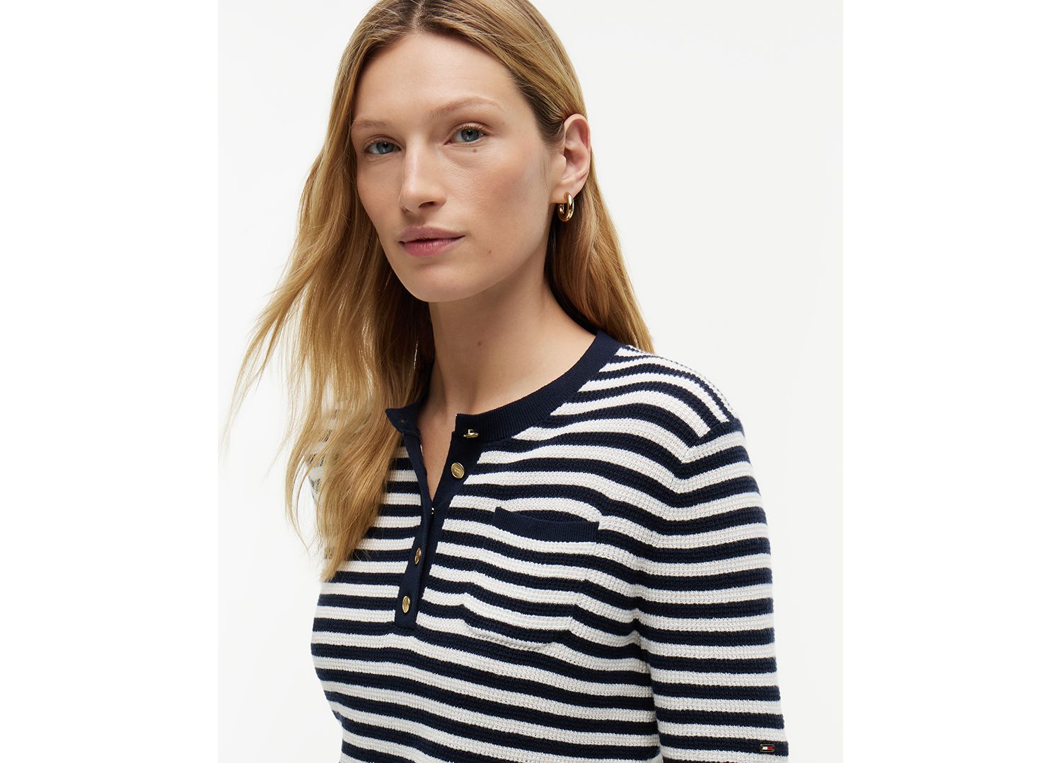 Women's Henley Neck Cotton Sweater