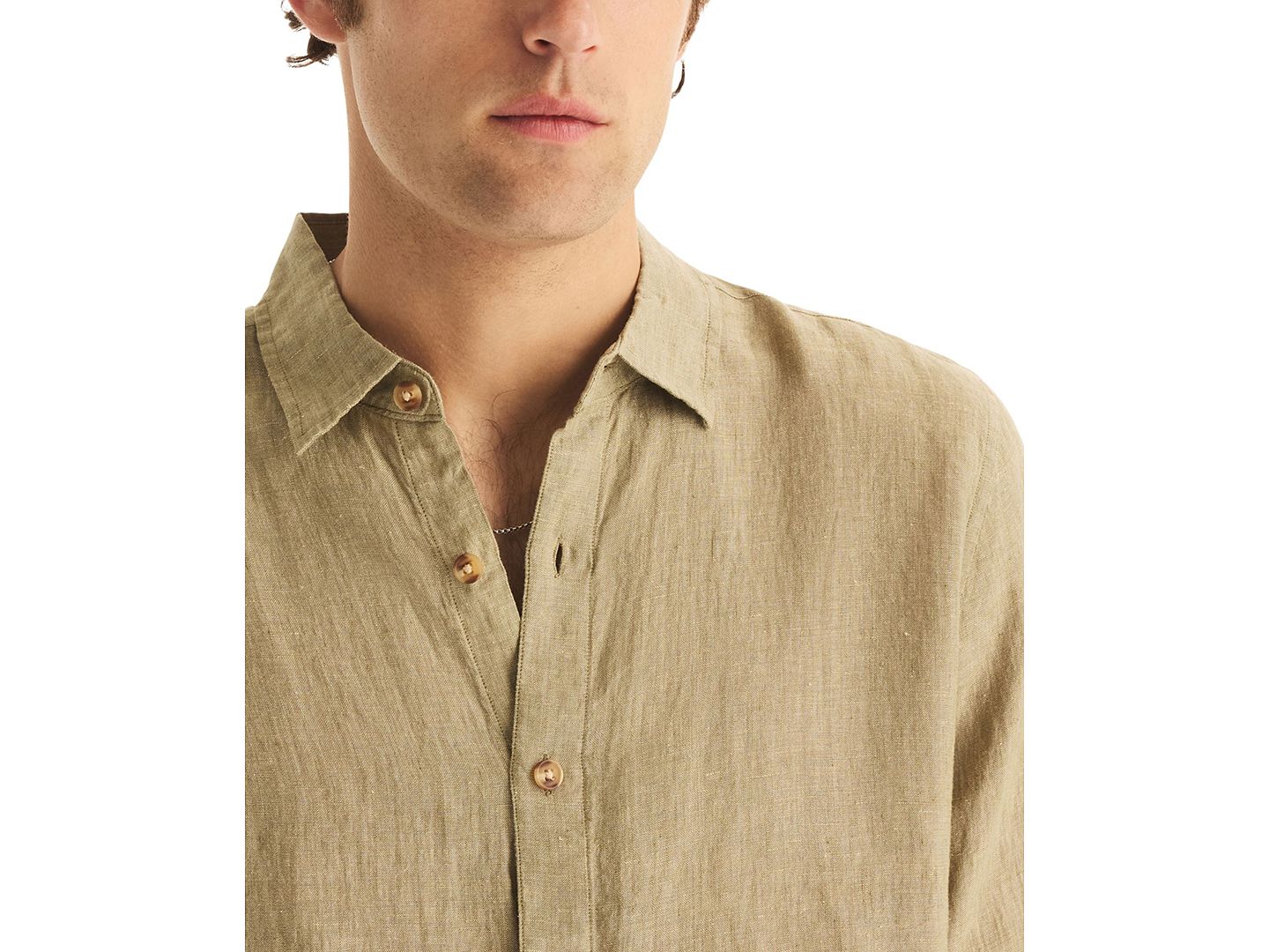 Мужская рубашка Nautica Long-Sleeve Linen, цвет: Зелёный — фото 3