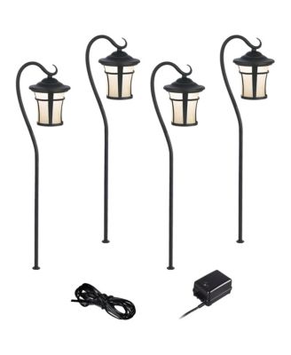 Carriage Style  High Mission 6-Piece Outdoor Landscape Path Light Set Porch LED Bulb Textured Finish