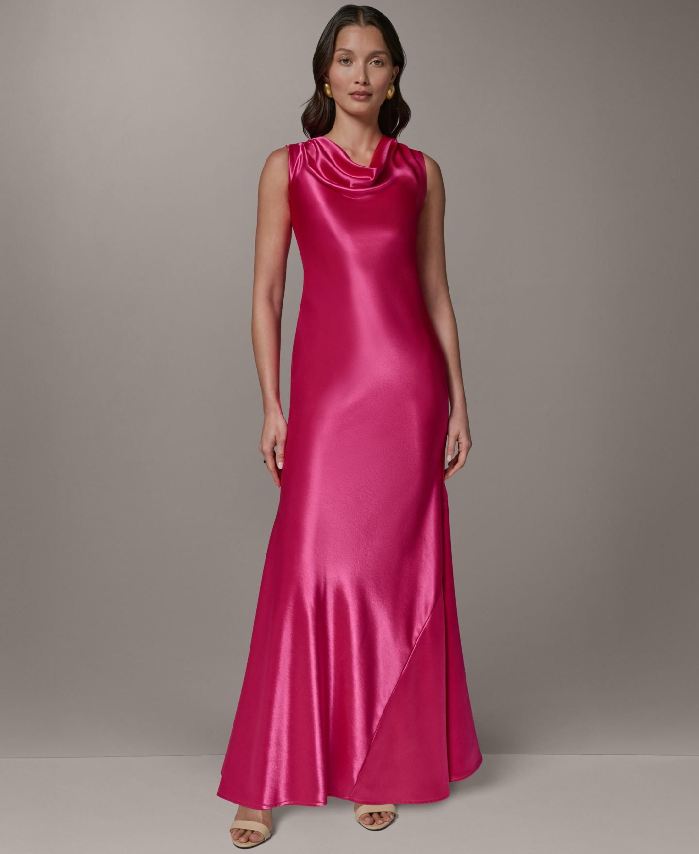 Женские платья Donna Karan New York Petite Sleeveless Cowl Neck Ball Gown, цвет: Hot Fuschia — фото 1