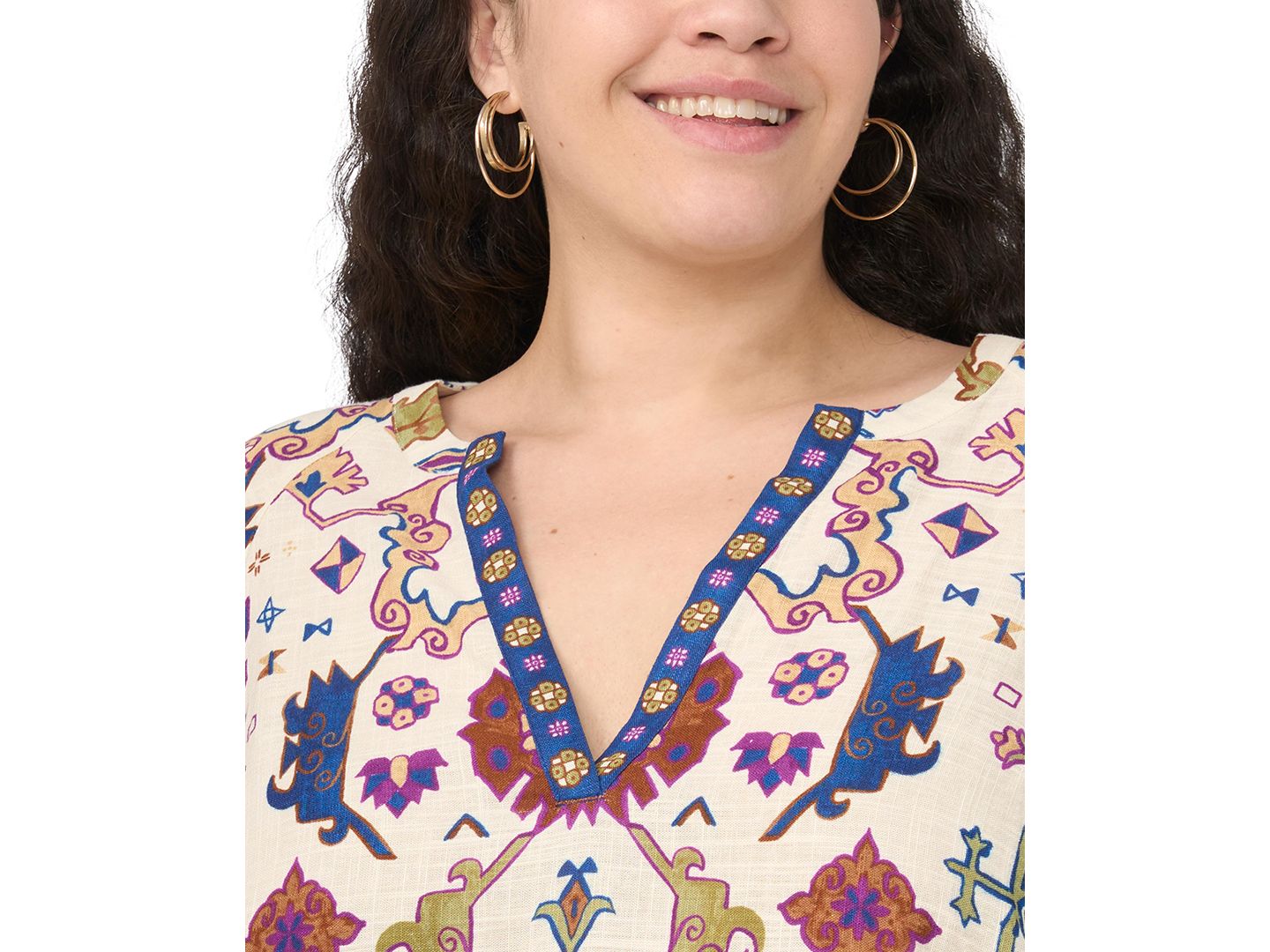 Женский топ Vince Camuto Plus Size Split V-Neck Top, цвет: Слоновая кость — фото 3