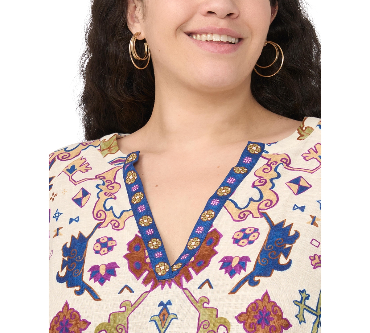 Vince Camuto Plus Split V-Neck Top