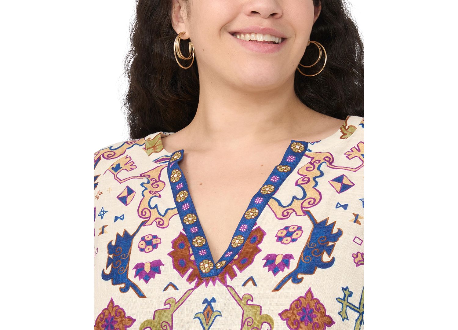 Plus Size Split V-Neck Top