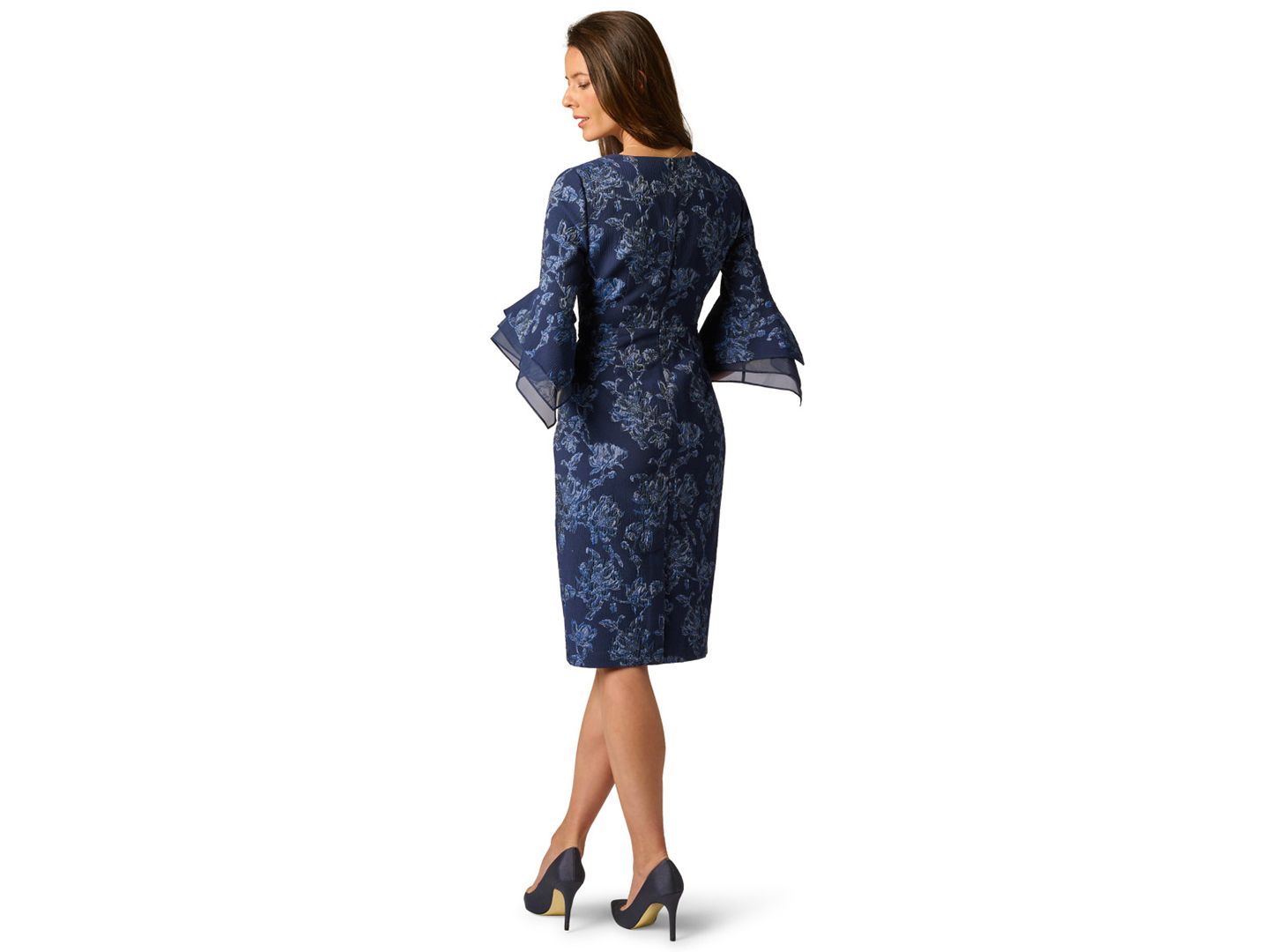 Женское платье Adrianna Papell Petite V-Neck Combo, цвет: Тёмно-синий — фото 3