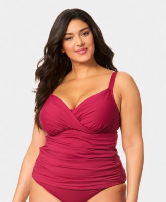 Plus Size Shirred Tankini Top