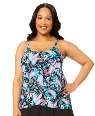 Plus Size Scoop Neck Cape Town Tankini Top