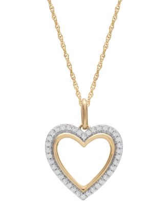Diamond Heart Pendant Necklace (1/4 ct. t.w.) in 10k Yellow Gold