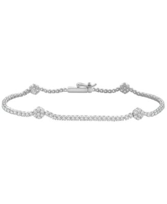 Diamond Flower Bracelet (2 ct. t.w.) in 10k White Gold