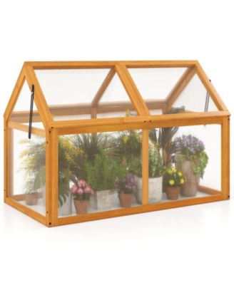 40 x 21 x 28 inch Fir Wood Cold Frame with Adjustable Roof
