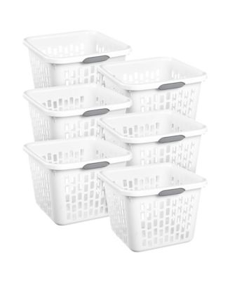 Laundry Basket, 1.5 Bushel Plastic Hamper with Handles, 6 Pack