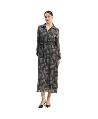 knee length dresses for ladies Contrast Animal Print Shirt Dress – Buxom Couture