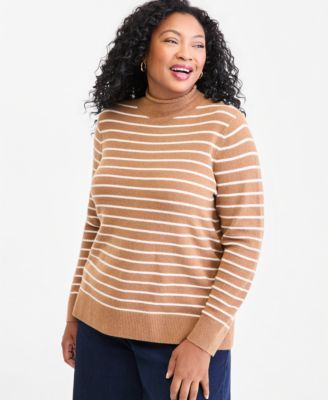 Plus Luxsoft Stripe Rollneck Sweater