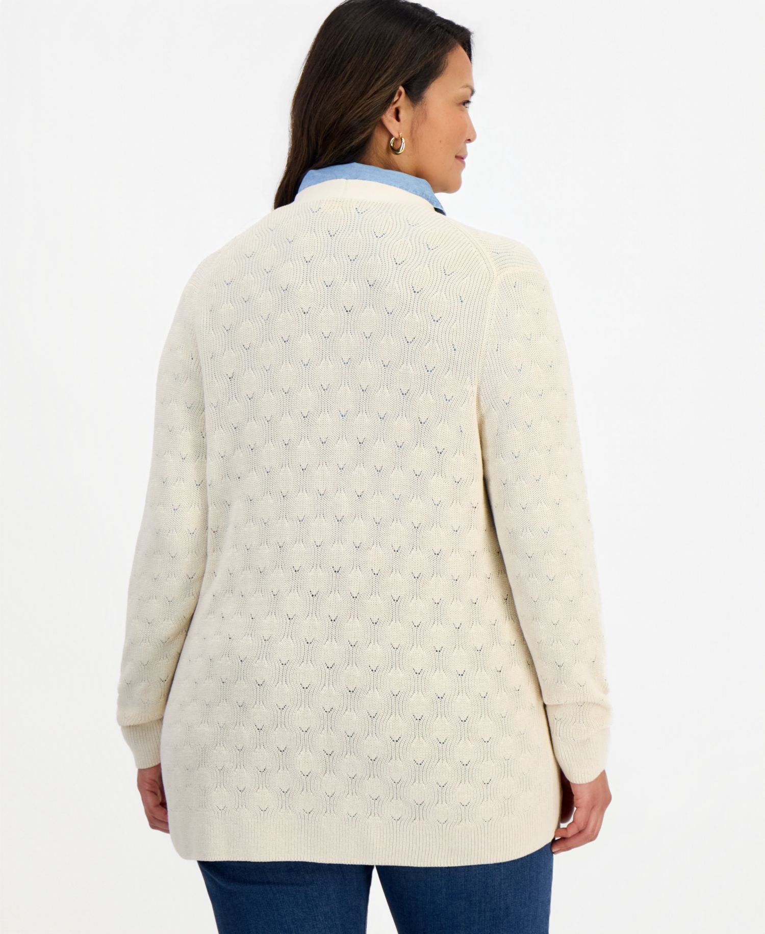 Plus Open Stitch Cardigan, Macy's Exclusive