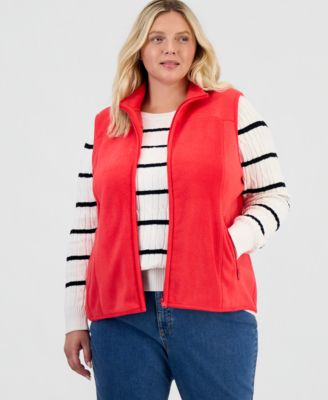 Plus Size Polar Fleece Zip-Front Vest