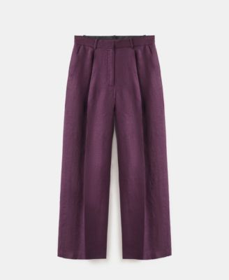 Women's Straight-Fit Linen Suit Pants