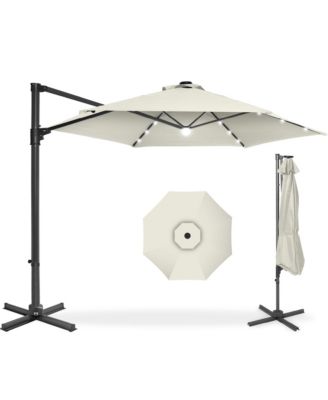 10ft 360degree(s) Rotating Cantilever Easy Auto Open Patio Umbrella w/ Solar LED Lights