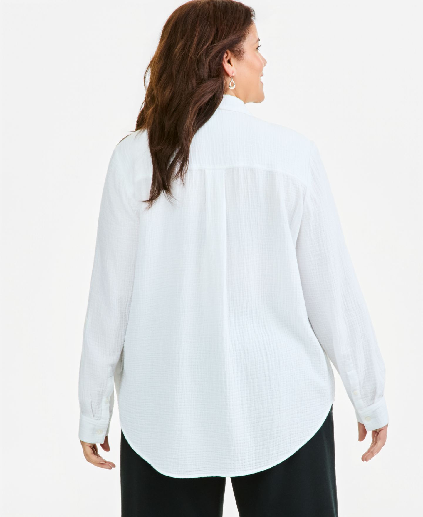 Женская рубашка Style & Co Plus Size Button-Front Collared Long-Sleeve, цвет: Яркий белый — фото 2