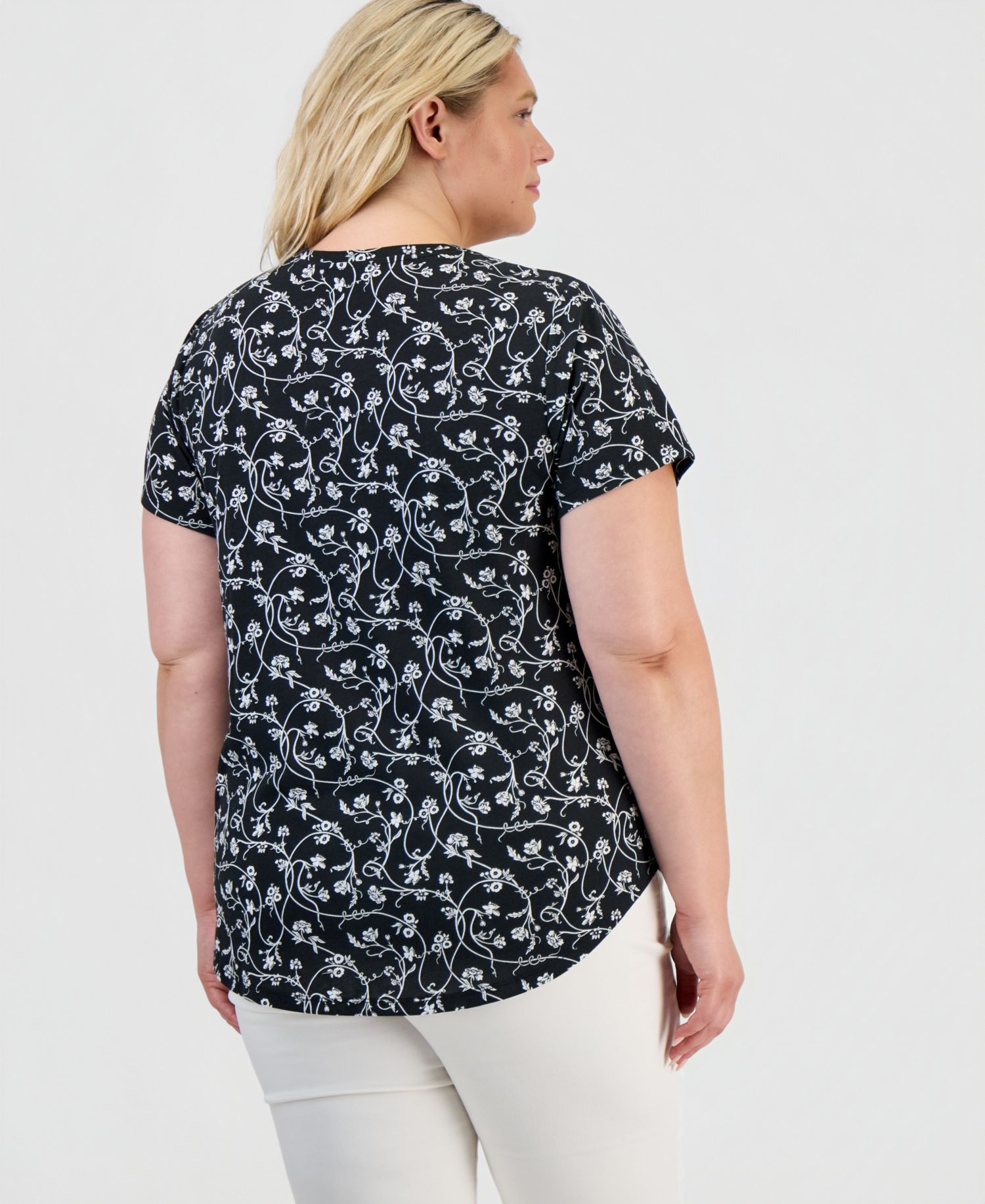 Petite Printed Short-Sleeve Crewneck Tee