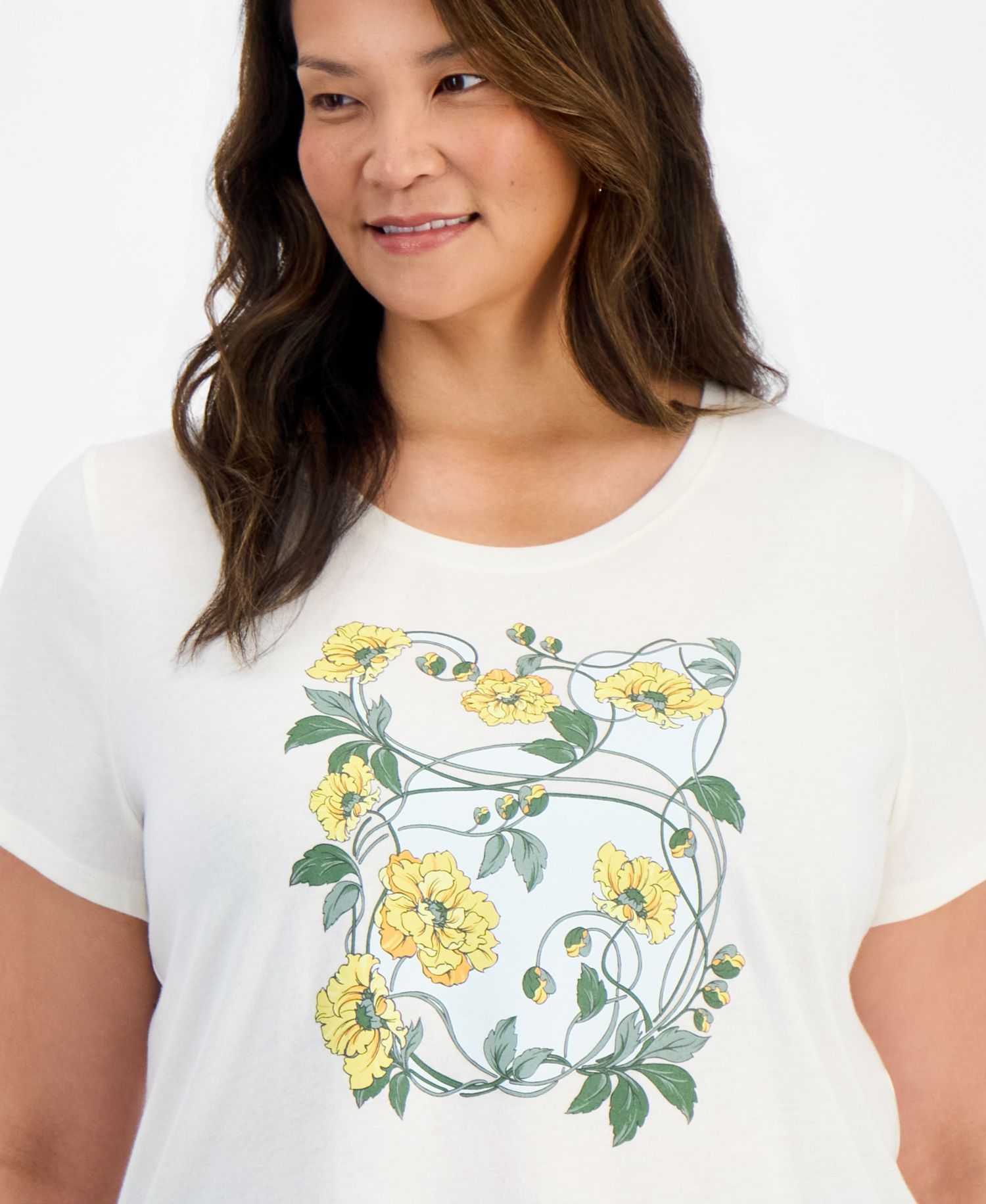 Plus Size Printed Short-Sleeve Crewneck Tee