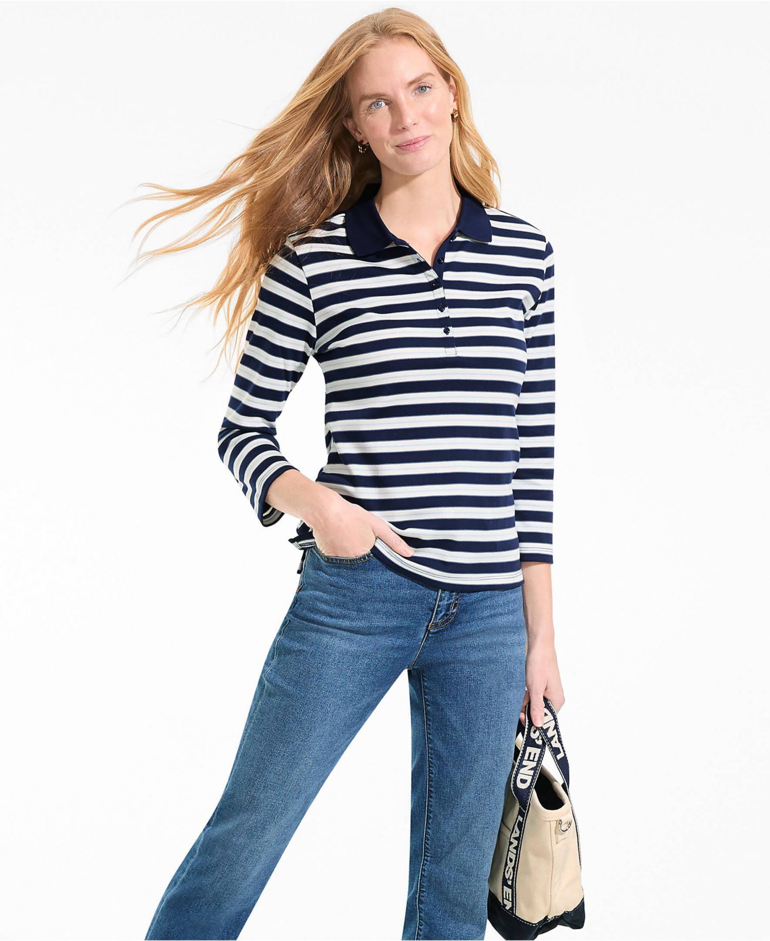 Women's 3/4 Sleeve Supima Cotton Polo Shirt