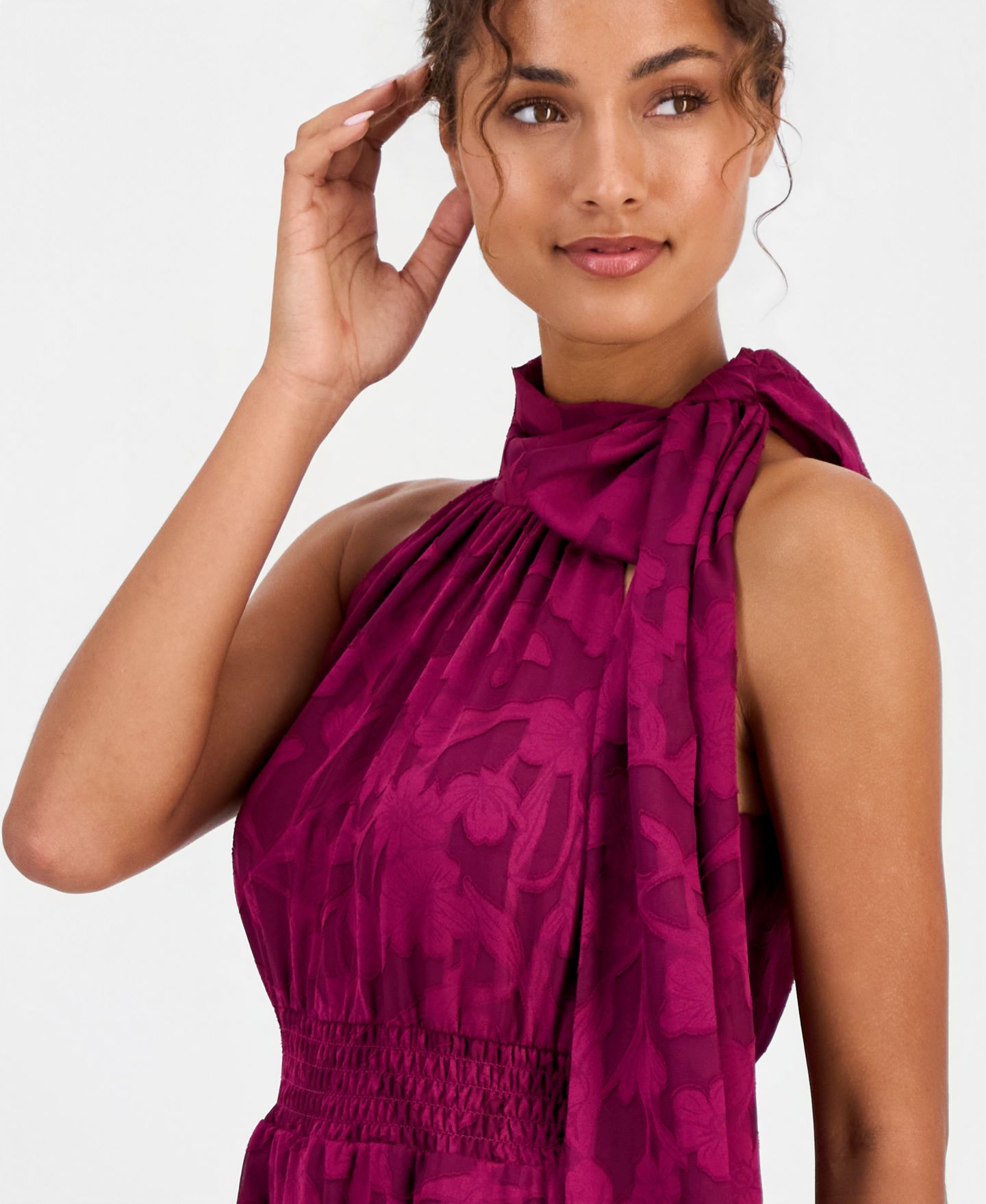 Женское платье Anne Klein Tiered Midi, цвет: Свекольный — фото 2