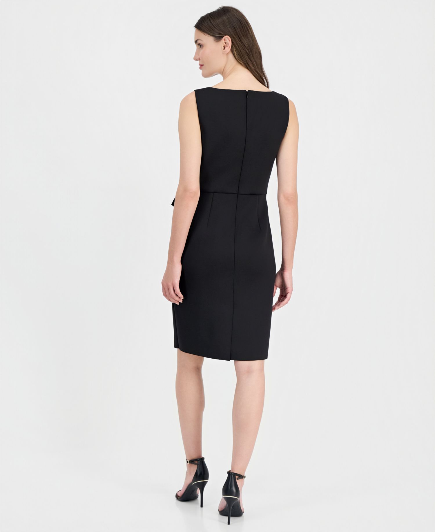 Women's Sleeveless Overlay Scuba Sheath Dress