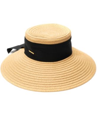 Down Brim Oversized Ribbon Tie Hat