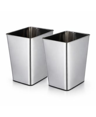 3 Gallon Rectangular Open Top Wastebasket, Stainless Steel, Matte Silver, 2 Pack with Trash Bags