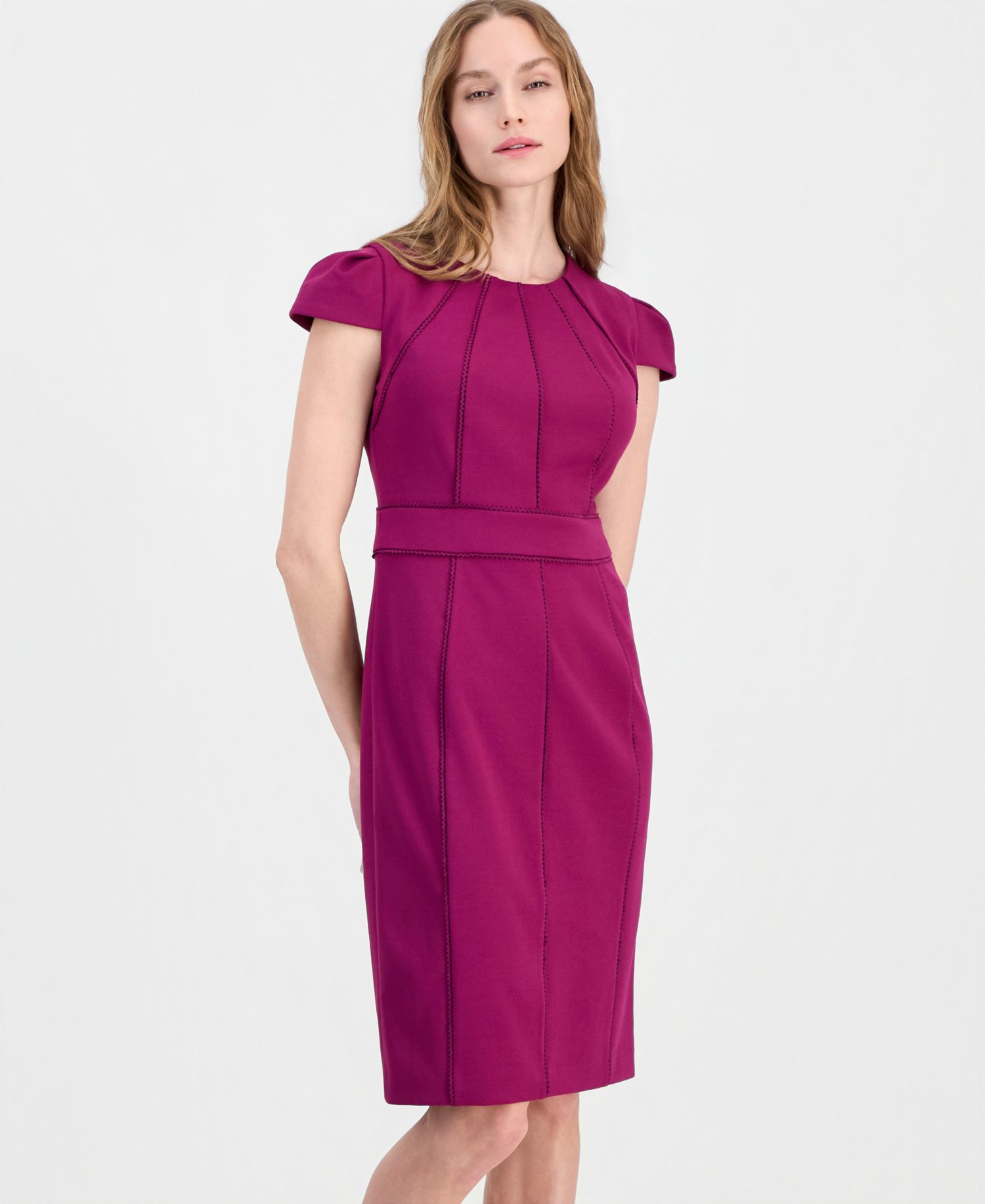 Petite Jewel Neck Sheath Dress