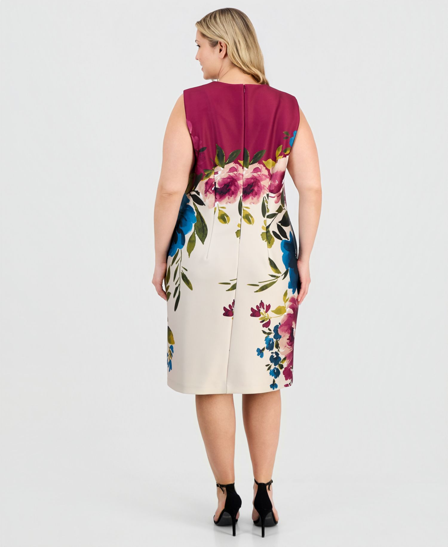 Plus-Size Printed Scuba Sheath Dress