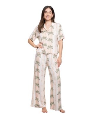Women's Notch Collar Shirt & Crop Pants, 2-Piece Set