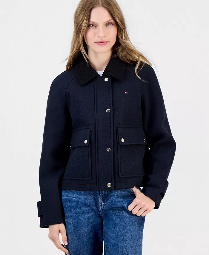Women's Corduroy Collar Bomber Jacket - thumbnail 3