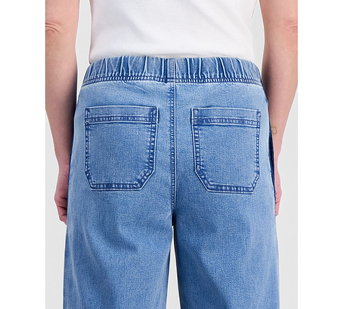 Style & Co Petite High-Rise Two-Tone Pull-On Wide-Leg Pants, Macy's Exclusive view 3 — MAYCSS fashion products